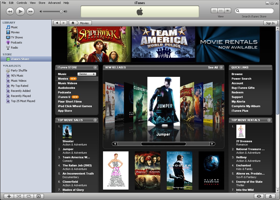iTunes 7.7 Store Showing Cover Flow (2008)